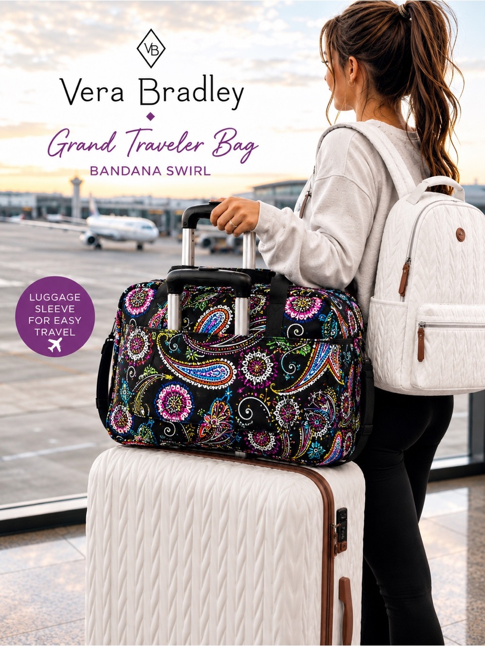 Vera Bradley Bandana Swirl Grand Traveler Bag Weekender Carry On Luggage